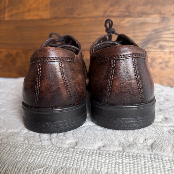 Ecco Men's Melbourne Wing Tip Oxford Shoes Sz 8 Cocoa Brown Office Comfort EUC - Picture 12 of 13